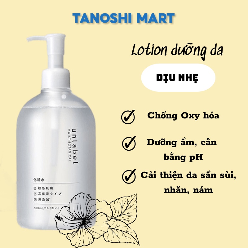 Nước tẩy trang Unlabel Nhật Bản sạch sâu, siêu lành tính cho mẹ bầu, da dầu mụn nhạy cảm - Tanoshi Mart