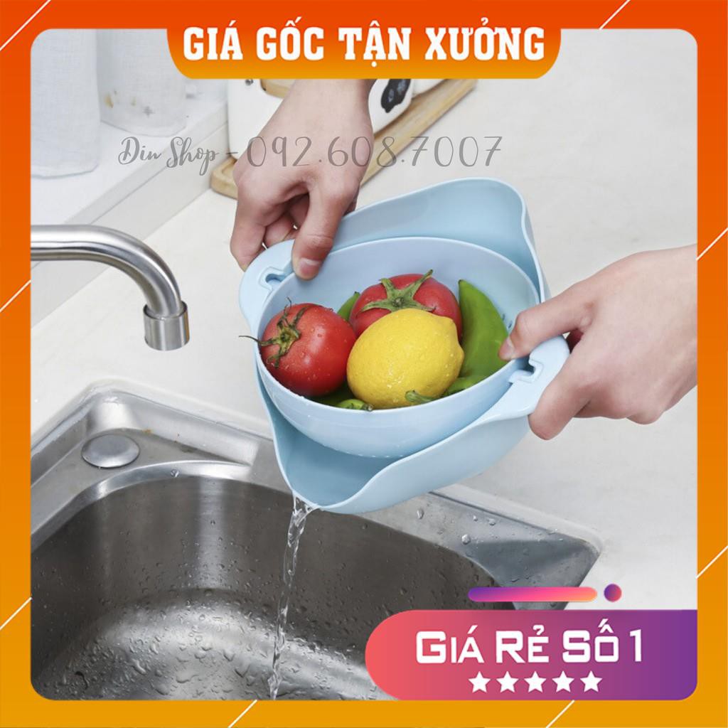 Rổ Rửa Rau MUA 1 ĐƯỢC 2 Rổ Thông Minh Rửa Rau Củ Quả Tiện Ích 2 Trong 1 Nhiều Màu Sắc