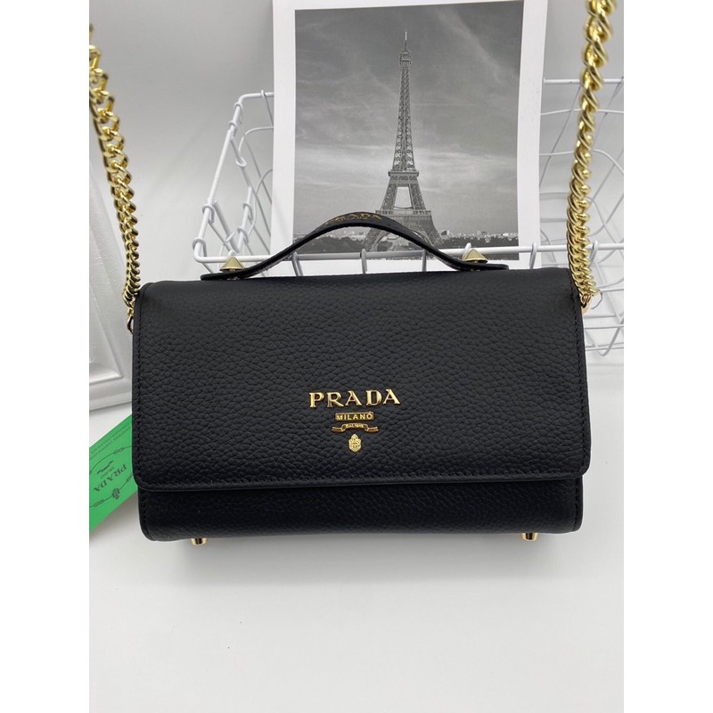 túi xách tay có dây đeo vai tuỳ chỉnh da mềm logo chữ prada