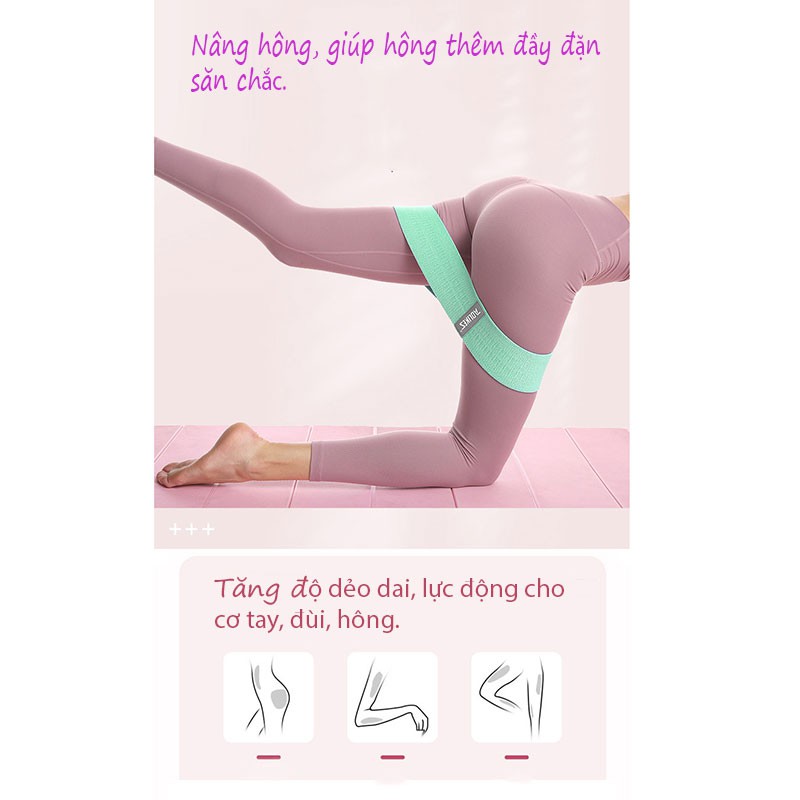 Dây Đàn Hồi Kháng Lực Tập Mông Miniband Aolikes Dây Đàn Hồi Tập Yoga Gym Bằng Vải Êm Mềm Chống Tuột cao cấp PK8005