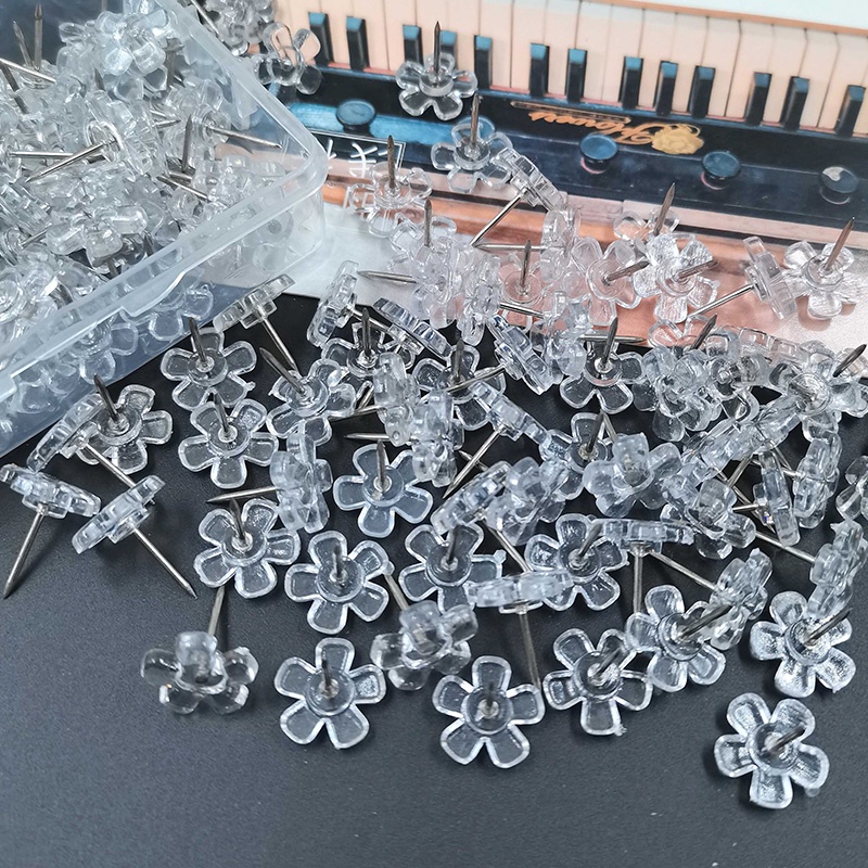 Set 100 Kẹp Giấy Trong Suốt Hình Hoa Trang Trí Móng Tay