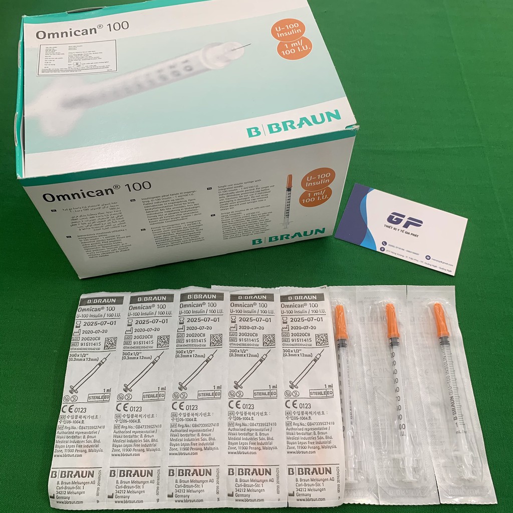 BƠM TIÊM TIỂU ĐƯỜNG 1ML B.BRAUN HÀN QUỐC XILANH TIÊM INSULIN 1ML