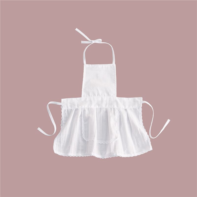 Mary☆2Pcs Cute Baby Chef Apron and Hat Infant Kid White Cook Costume Photography Prop