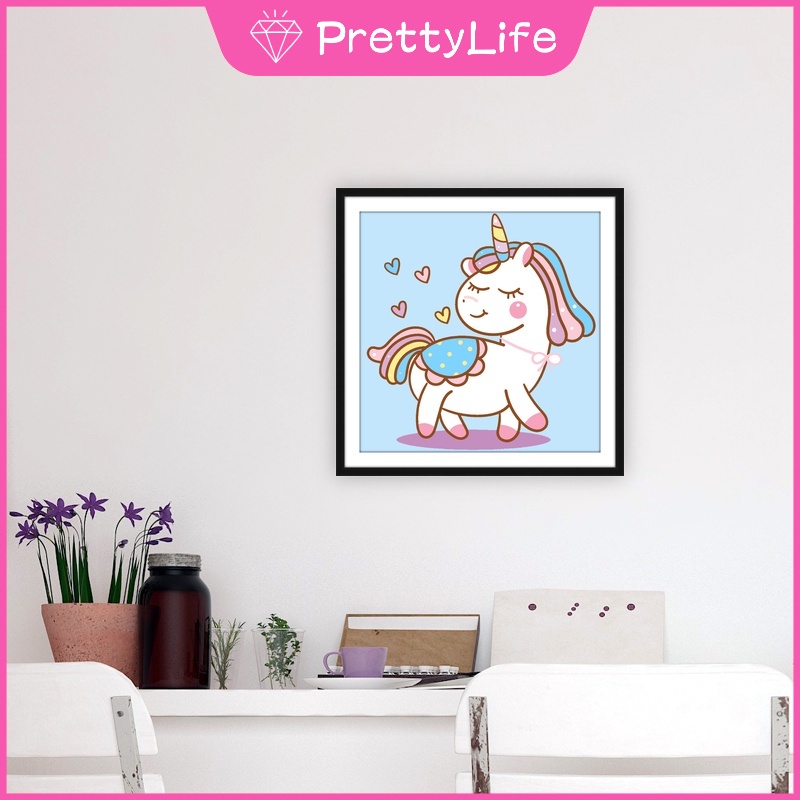 Bộ Tranh Đính Đá 5D Tự Làm Hình Kỳ Lân Hoạt Hình 30x30cm Trang Trí Nhà Cửa