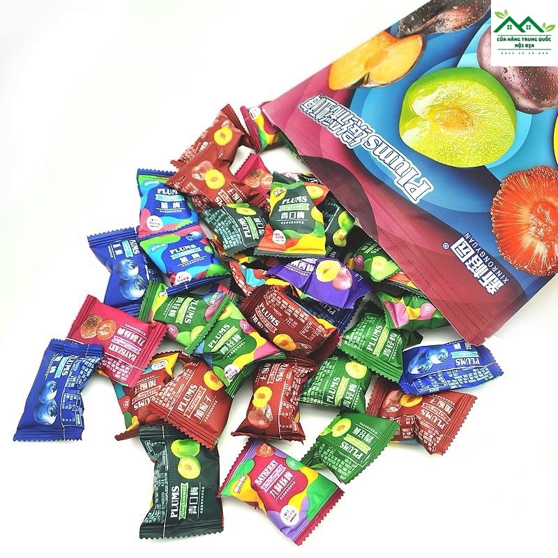 Ô mai trái cây Plum mix 6 loại 500g - Cherry, việt quất, mơ, mận vàng, mận đen, mận đỏ