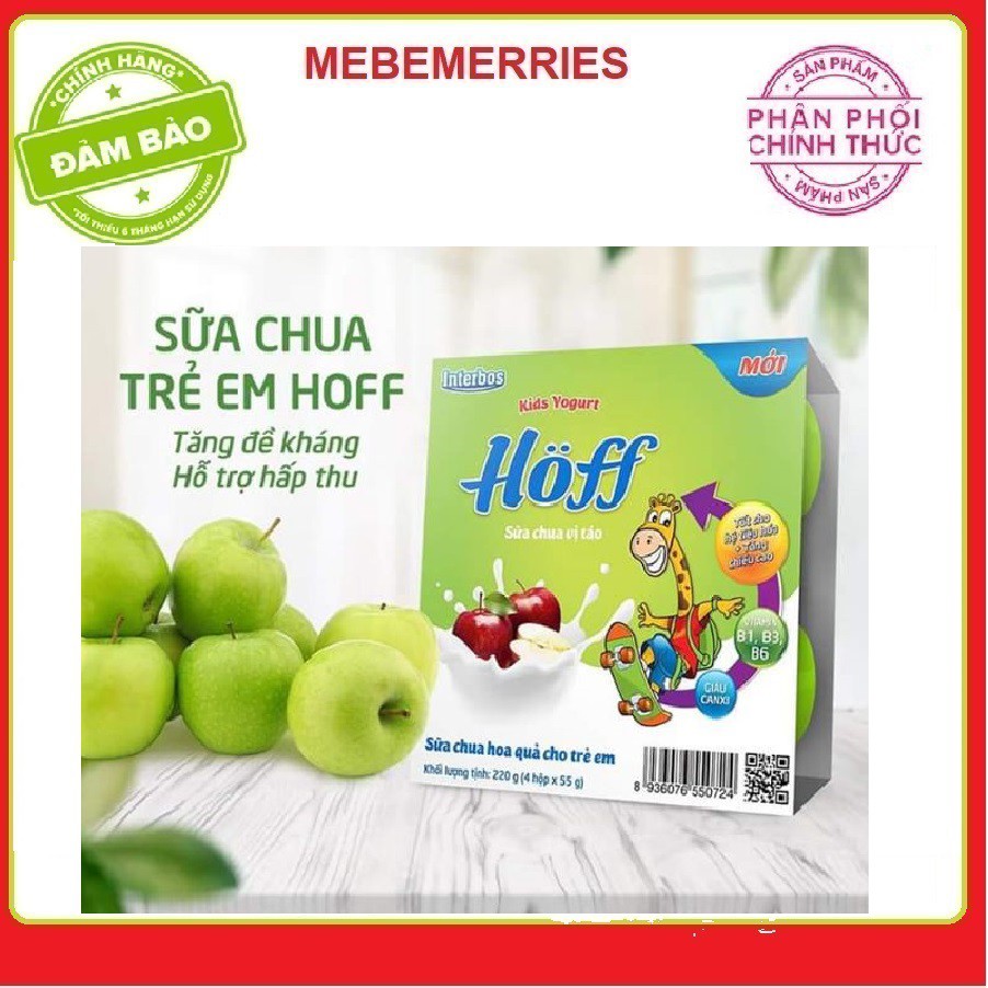 Sữa chua trái cây công nghệ Đuc Hoff trẻ em 55gx4hộp (date 9/2021)