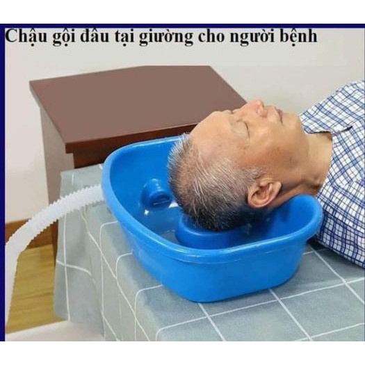 chậu gội đầu tại giường , chậu gội đầu nhựa Việt Nhật có ống xả nước