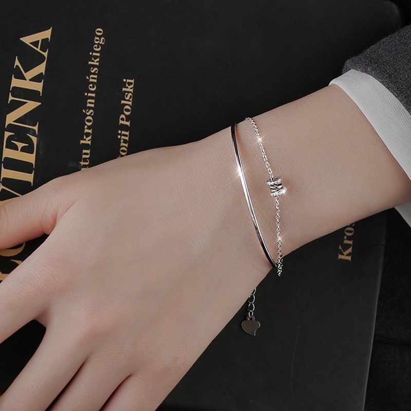 Vòng Tay Hai Lớp Đính Đá Zircon Lấp Lánh Thời Trang Cho Nữ