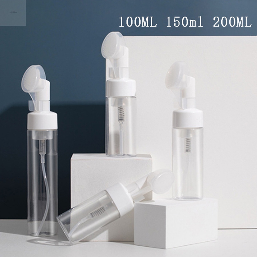 Bình Đựng Xà Phòng Tạo Bọt Bằng Silicone Kèm Cọ Rửa Mặt Tiện Lợi