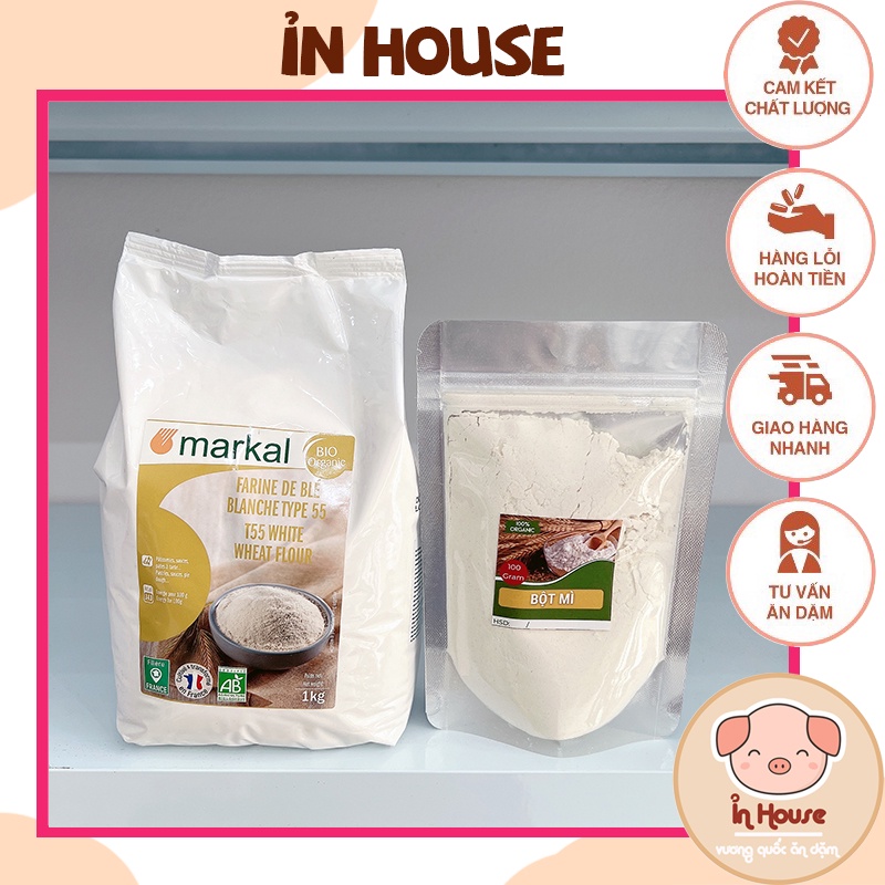Bột mì đa dụng hữu cơ Markal Pháp Bột T55 Date: 12/2024 làm bánh, bữa phụ cho bé ăn dặm