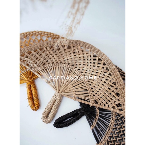 Bộ ba quạt tiêu treo tường, set quạt ba màu decor treo trang trí nhà - Cappiano home