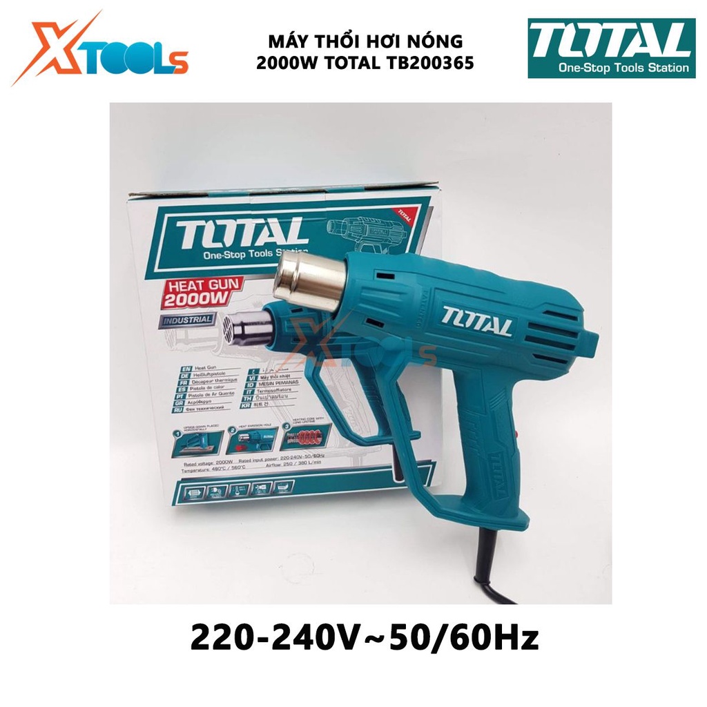 Máy thổi hơi nóng Total TB200365 Máy khò nhiệt mini Công suất: 2000W Nhiệt độ: 350 ° C / 550 ° Luồng khí: 300/500 L/phút