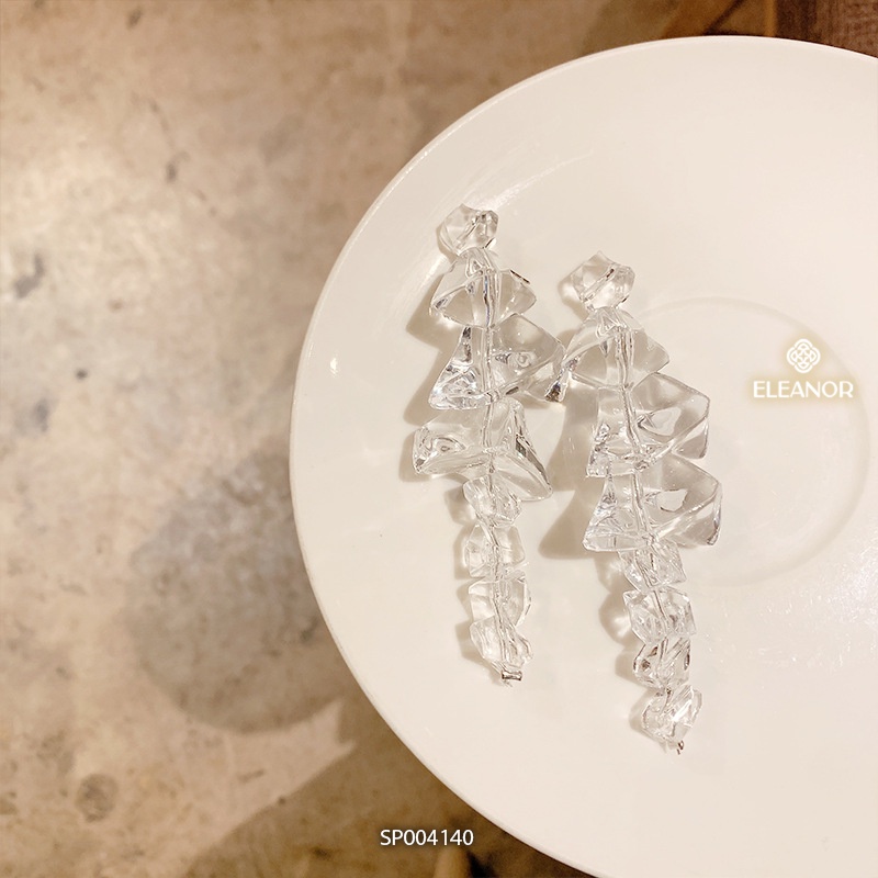 Bông tai nữ chuôi bạc 925 Eleanor Accessories hình khối băng pha lê nhân tạo phụ kiện trang sức sang chảnh 4140