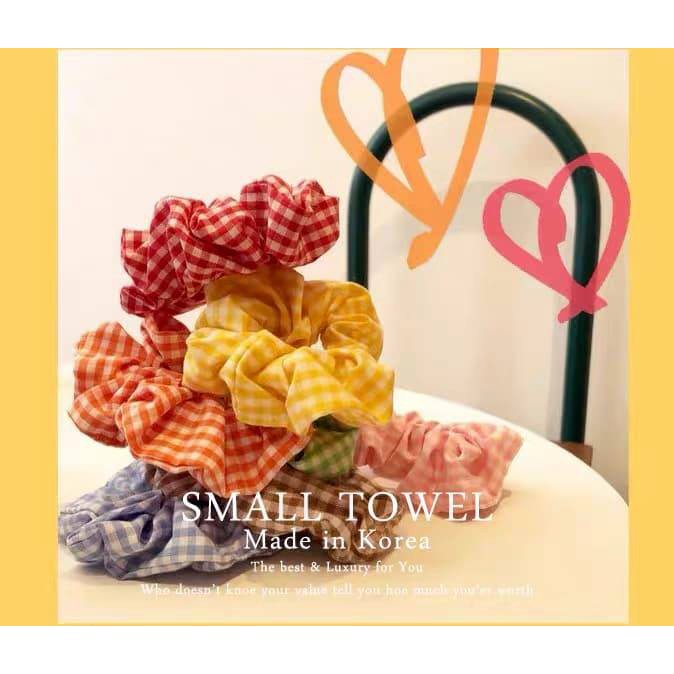 DÂY CỘT TÓC VẢI CARO SCRUNCHIES PHONG CÁCH VINTAGE 2021