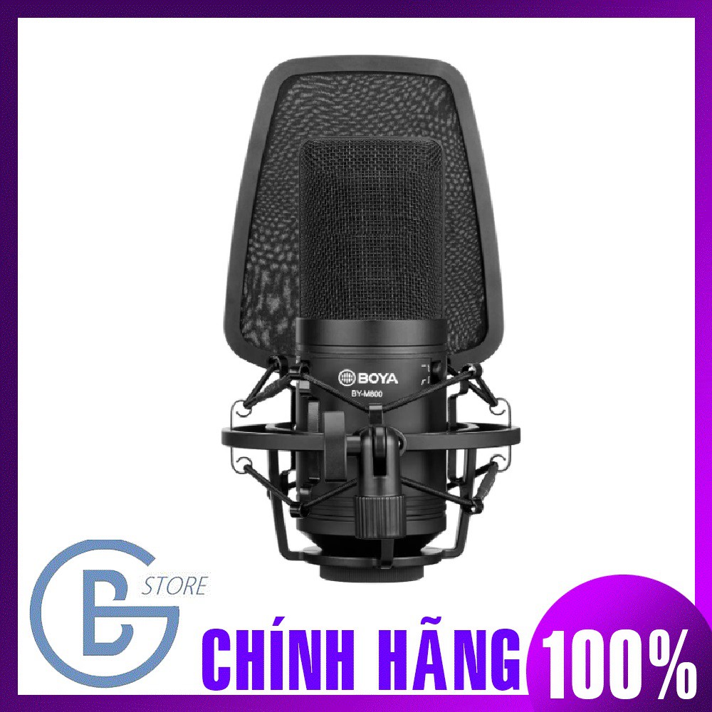BOYA BY-M800, Micro Thu Âm Chuyên Nghiệp Có Màng Ngăng Lớn, Nguồn Điện Phantom & Vỏ Ngoài Kim Loại