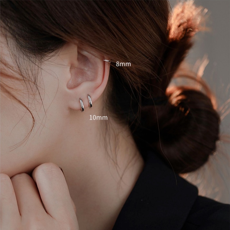 Khuyên Tai Tròn Nhỏ Bằng Thép Titan Không Gỉ 8 / 10 / 12 / 14 Mm Chống Thấm Nước