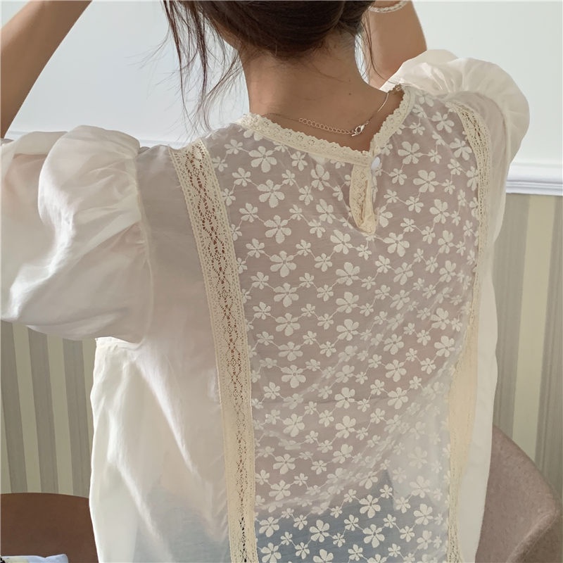 Áo Sơ Mi Voan Mỏng Thêu Hoa Ngắn Tay Thời Trang Sành Điệu 52949