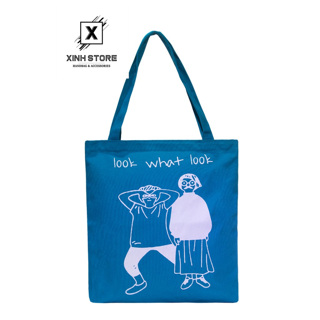 Túi Vải Đeo Vai Tote Bag Look What Look XinhStore Xanh Dương