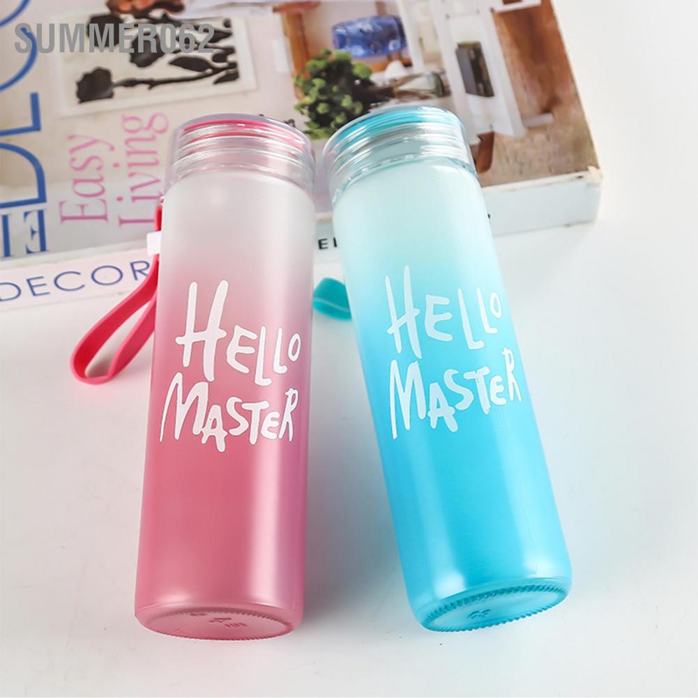 Chai nước thủy tinh màu gradient di động 400ml có nắp tiện dụng