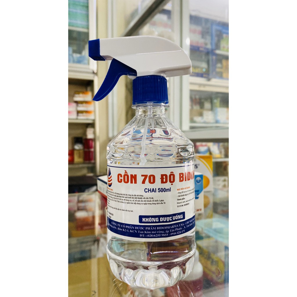 CỒN 70 ĐỘ/CỒN 70 ĐỘ BIDOPHAR / CỒN NAM HÀ CHAI 500ML.