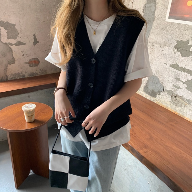 Áo Dệt Kim Sát Nách Màu Trơn Dáng Ngắn Phong Cách Retro Hợp Thời Trang