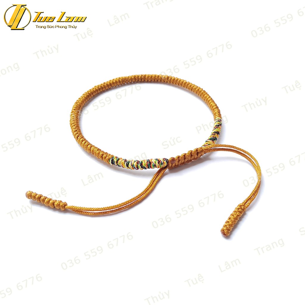 Vòng tay set 3 vòng chỉ tibets tây tạng Màu vàng đen xám hợp mệnh bện chỉ ngũ sắc hai đầu - Tuệ Lâm