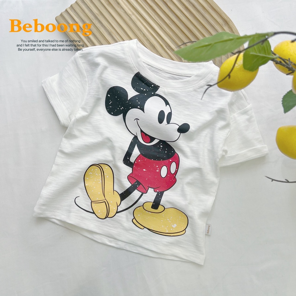 ÁO THUN PHONG CÁCH HÀN QUỐC BEBOONG - COTTON XƯỚC MICKEY SIÊU DỄ THƯƠNG CHO BÉ TRAI (10-28 KG) - MÃ ABT01