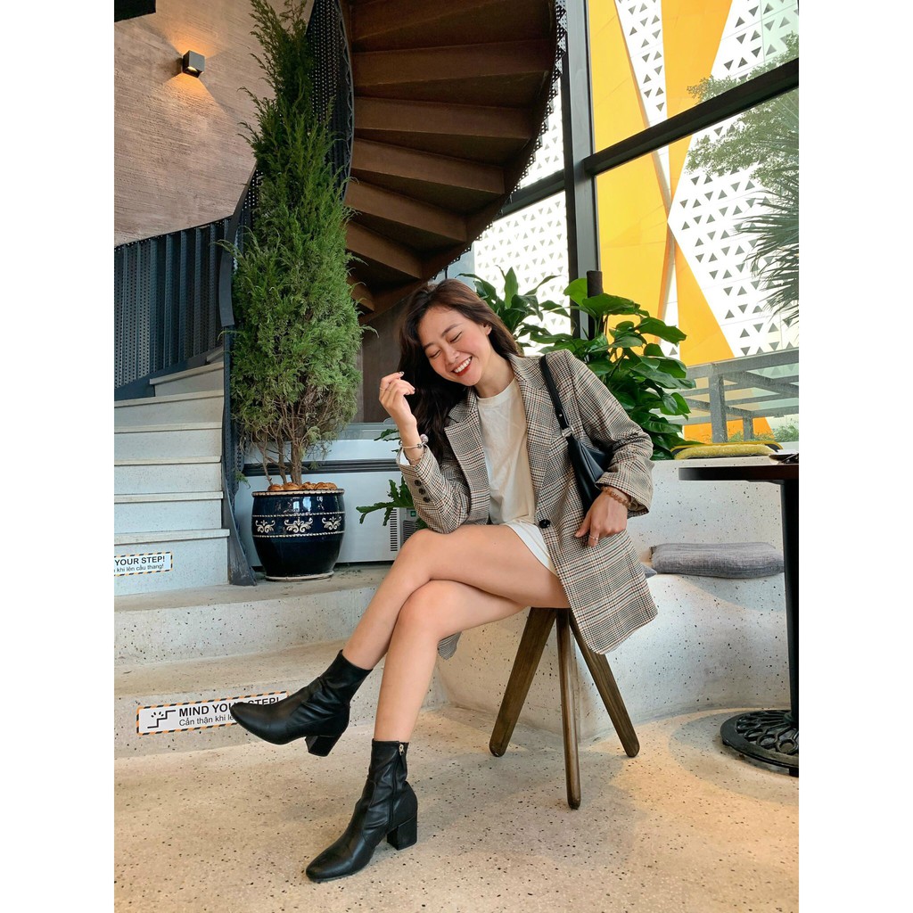 [FOUR6] Áo blazer nữ 2 lớp 1 cúc dáng suông cao cấp