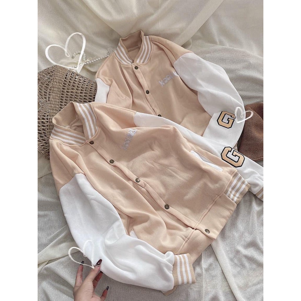 Khoác Bomber Nỉ Chữ G Màu Be giá rẻ