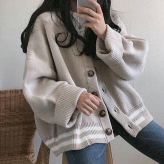 Áo cardigan, áo khoác len nữ xám be dệt kim mỏng ulzzang unisex
