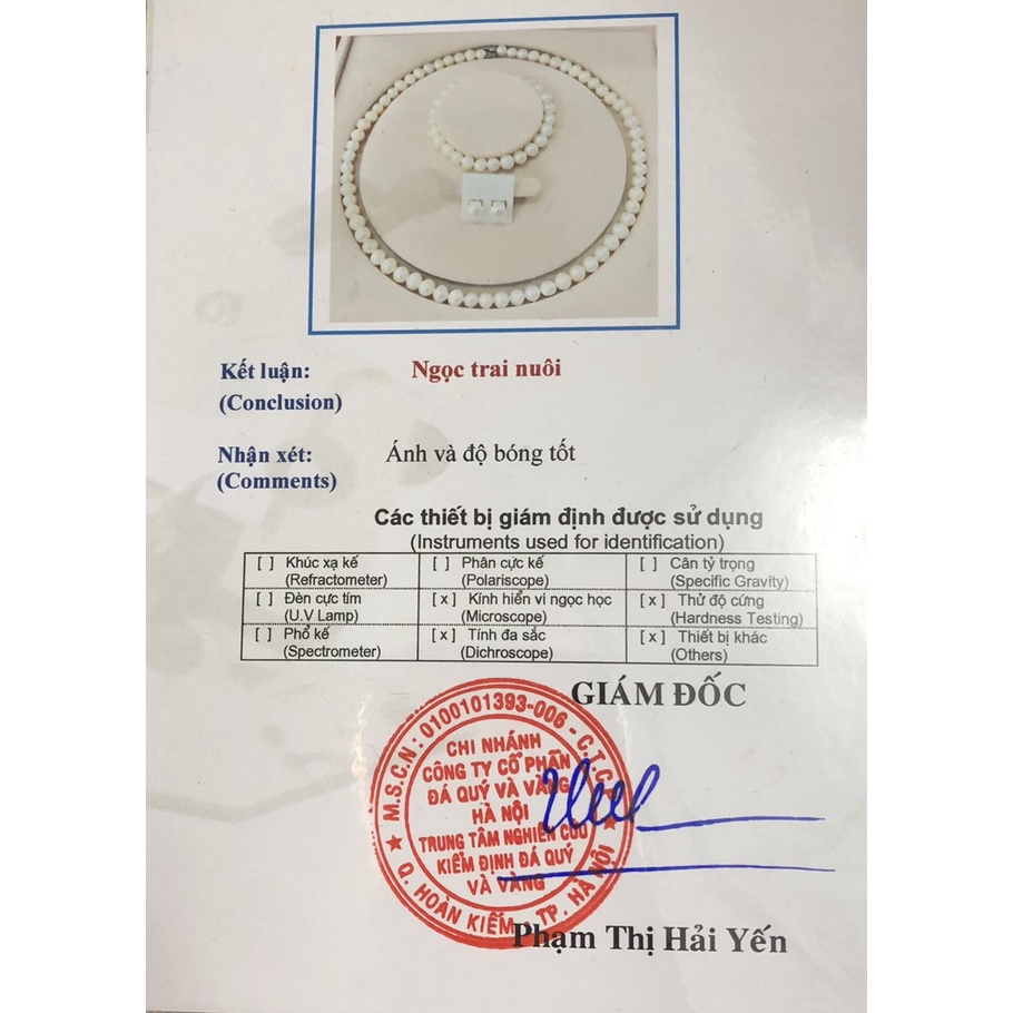 Vòng cổ  hạt trai tròn màu trắng size 7-8 ly CÓ KIỂM ĐỊNH