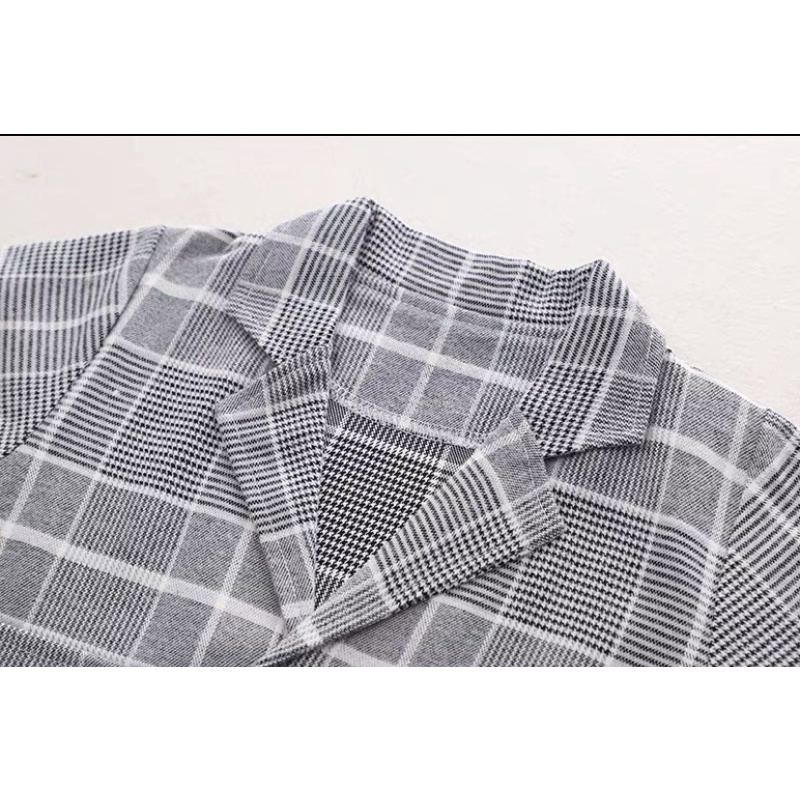 QCCC - Set vest 3 chi tiết hoạ tiết caro cho bé trai đi tiệc đi chơi