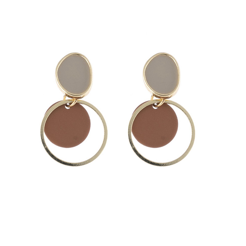 Bông Tai Hình Tròn Lớp Đơn Giản Phong Cách Hàn Quốc