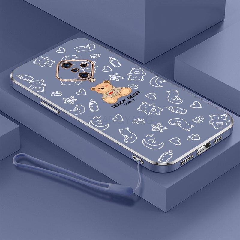 ốp lưng vivo s1 pro Ốp Điện Thoại TPU Dẻo Mạ Màu Họa Tiết Chú Gấu Dễ Thương Kèm Dây Đeo Cho vivo s1 pro