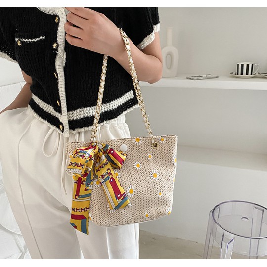 [FREESHIP] TÚI CÓI nữ, túi cói du lịch, đi biển mẫu hot nhất có khăn điệu đà | BigBuy360 - bigbuy360.vn