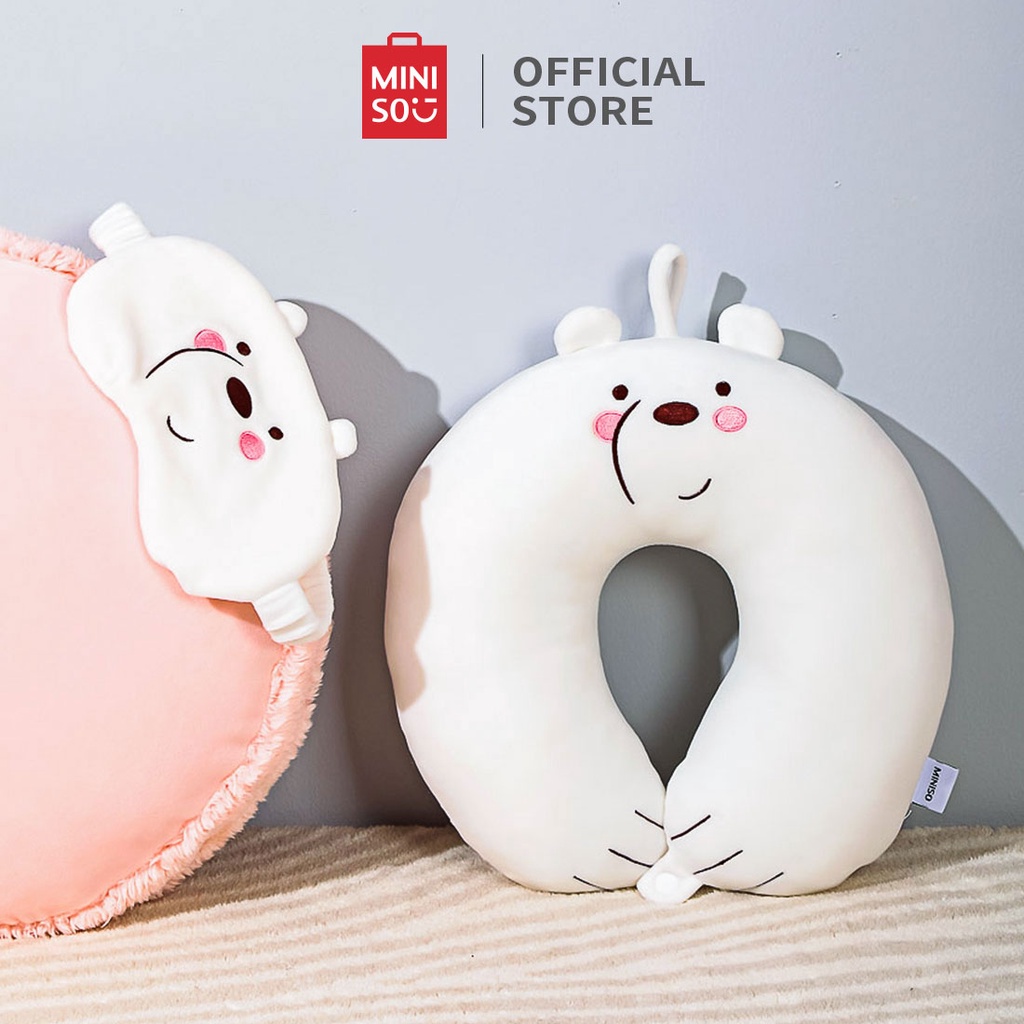 Gối chữ U kèm bịt mắt gối kê cổ Miniso x We Bare Bears chống mỏi vai gáy mềm mại