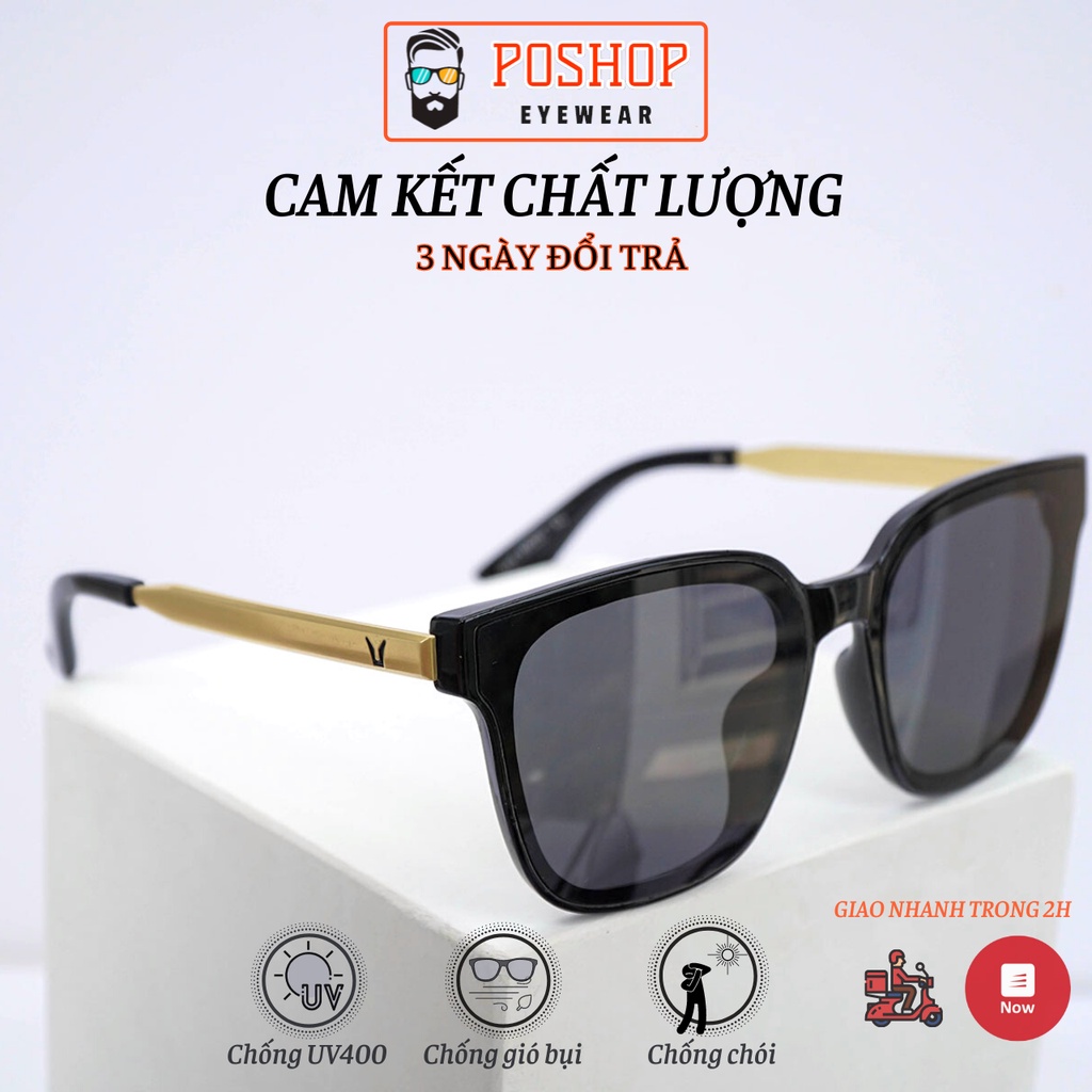 Mắt Kính mát nam nữ kính râm FULLBOX HÃNG POSHOP bản to gọng kim loại cao cấp chống tia UV thời trang Hàn Quốc P6035