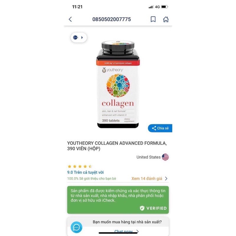Bổ sung Collagen Youtheory hộp 390 viên của Mỹ giúp làm đẹp da, phục hồi tóc và móng date 2025