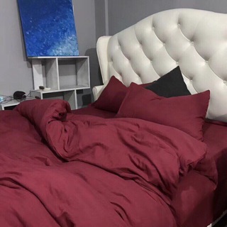 Set Chăn Ga Gối Cotton Đũi Đỏ Trơn