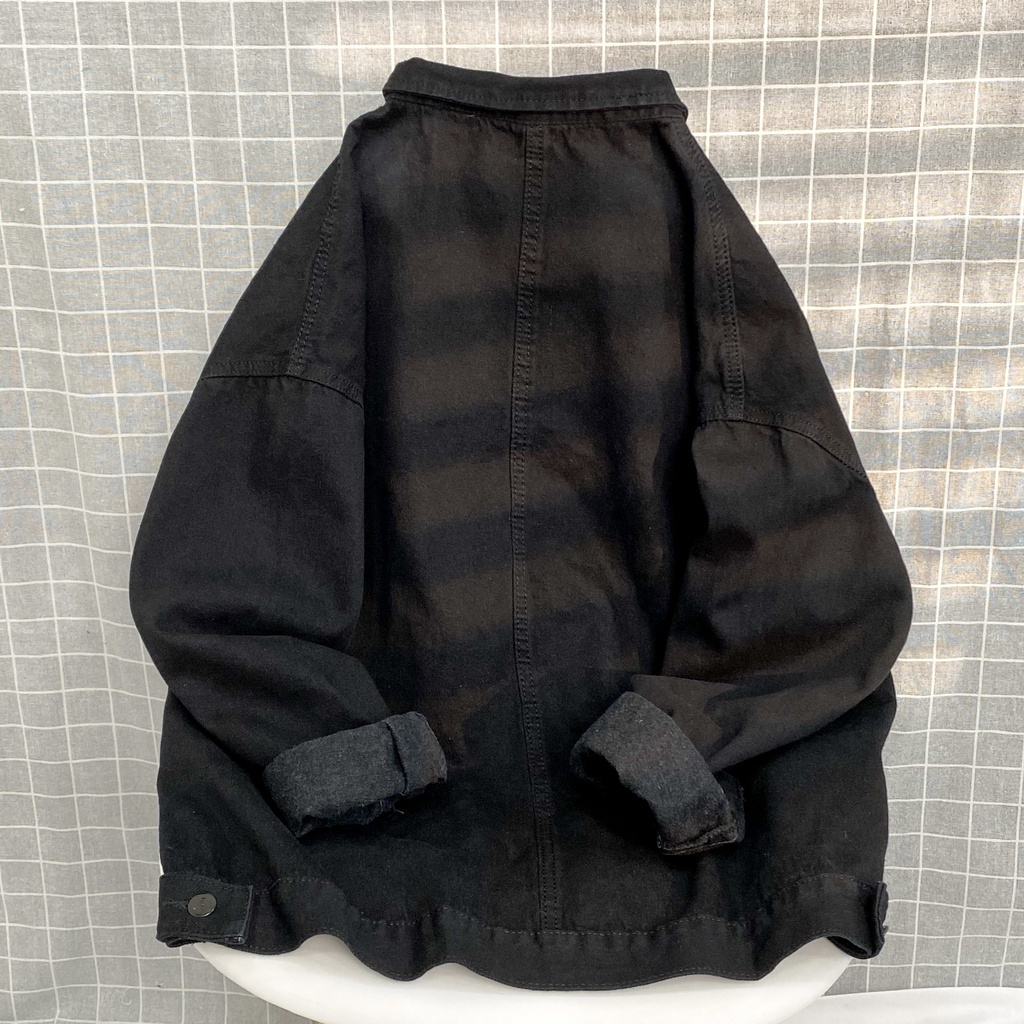 Áo Khoác JEANS BLOCK Form Rộng Nam Nữ Unisex Phong Cách Ulzzang - thêu họa tiết ổ khóa OVERSIZE GIDI