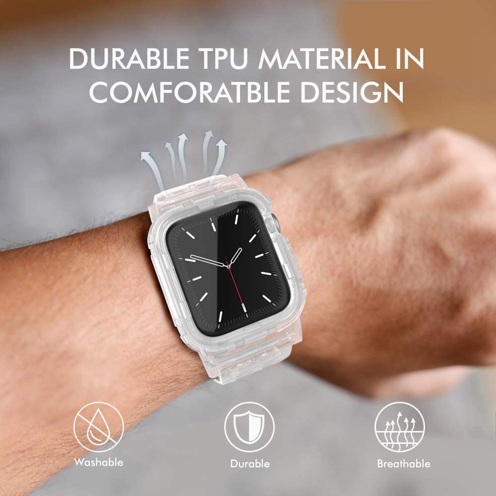 Dây đeo thay thế 2 trong 1 trong suốt cho Apple watch SE 6/5/4/3/2/1 38/40mm 42/44mm