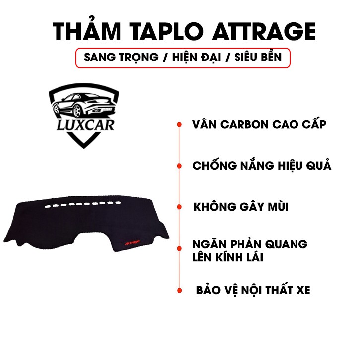 Thảm Taplo Da Carbon MITSUBISHI ATTRAGE - Chống nóng, bảo vệ Taplo LUXCAR đời xe 2015-2020