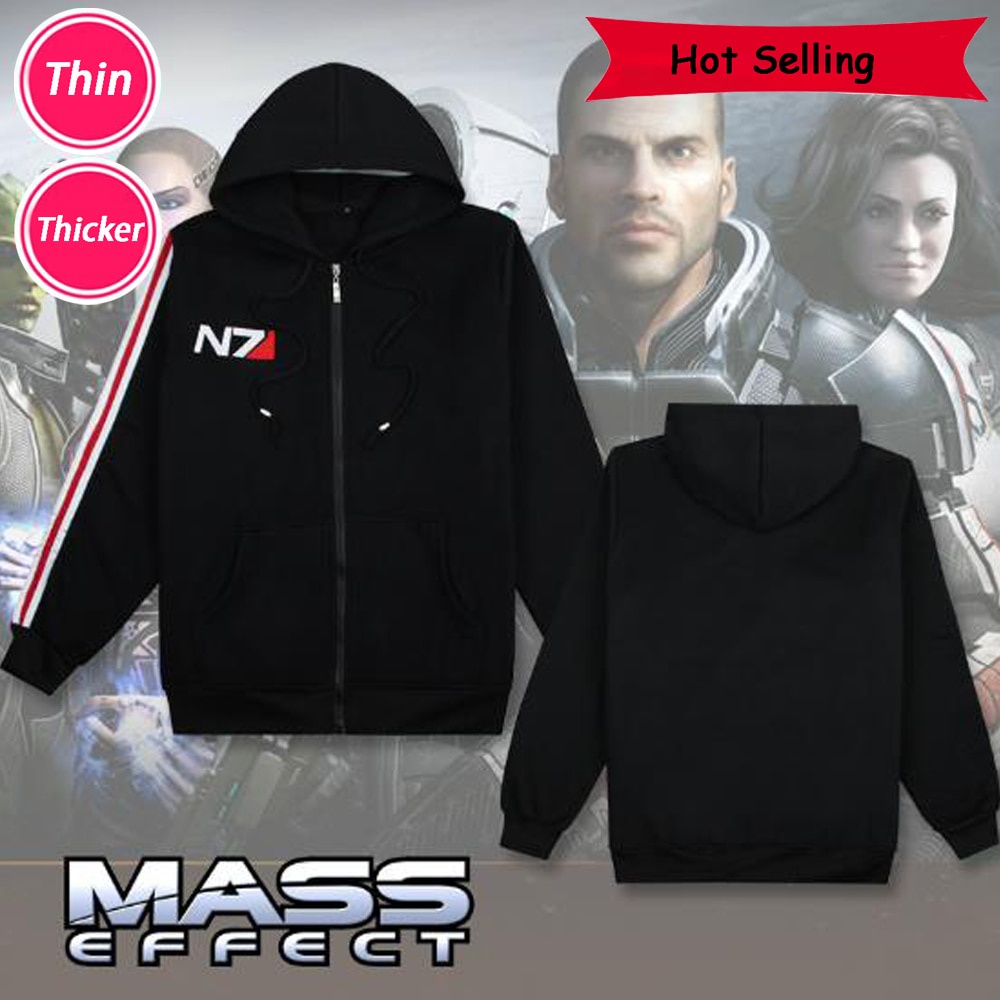 Áo Khoác Khóa Kéo N7 Hiệu Ứng Game Mass Effect Thời Trang Thường Ngày Cho Nam Và