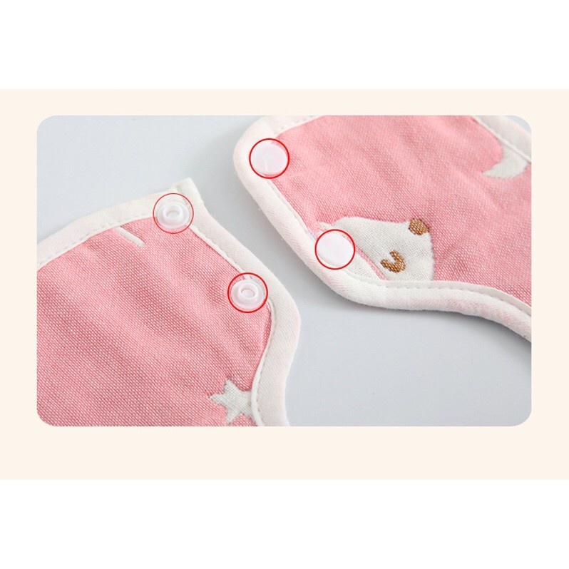 [Có sẵn] Yếm xô tròn sợi tre 6 lớp có cúc bấm dày dặn cho bé