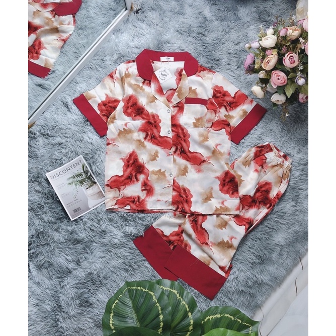 Pizama mango lửng cổ truyền thống