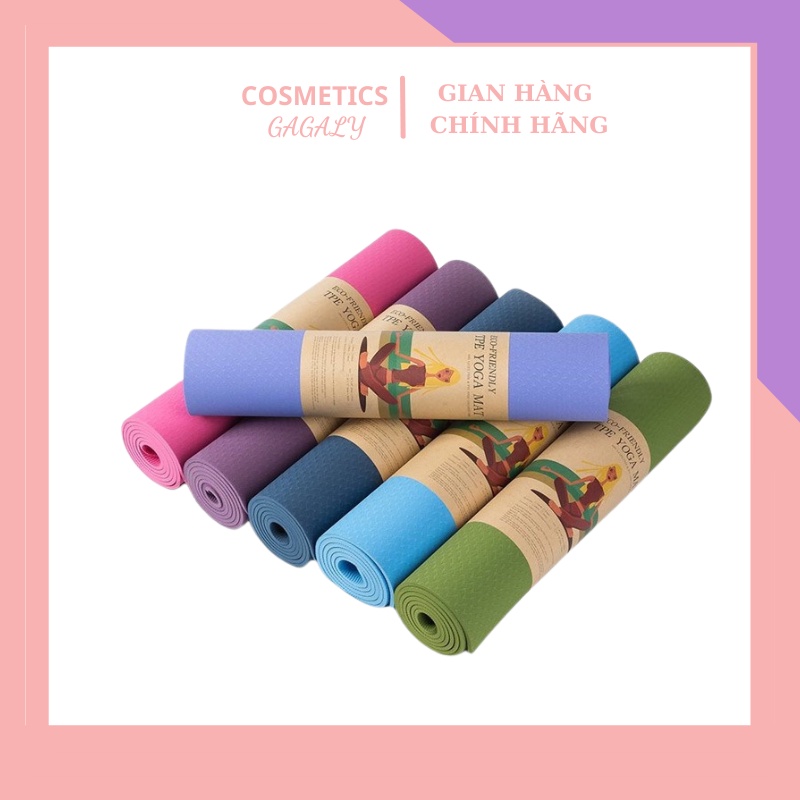 Thảm tập thể dục thảm tập yoga chống trượt Thảm tập GYM tại nhà tập thể dục Chất liệu tpe 2 lớp chống trơn tuyệt đối 6mm