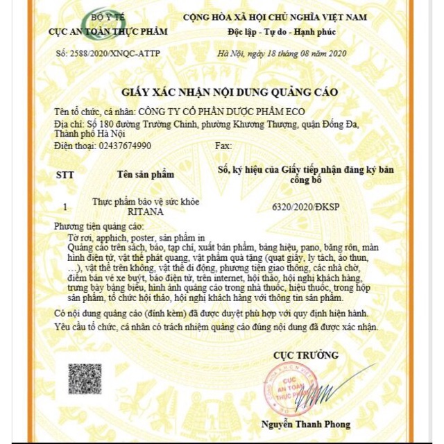 Viên uống trắng da RITANA lọ 60viên.