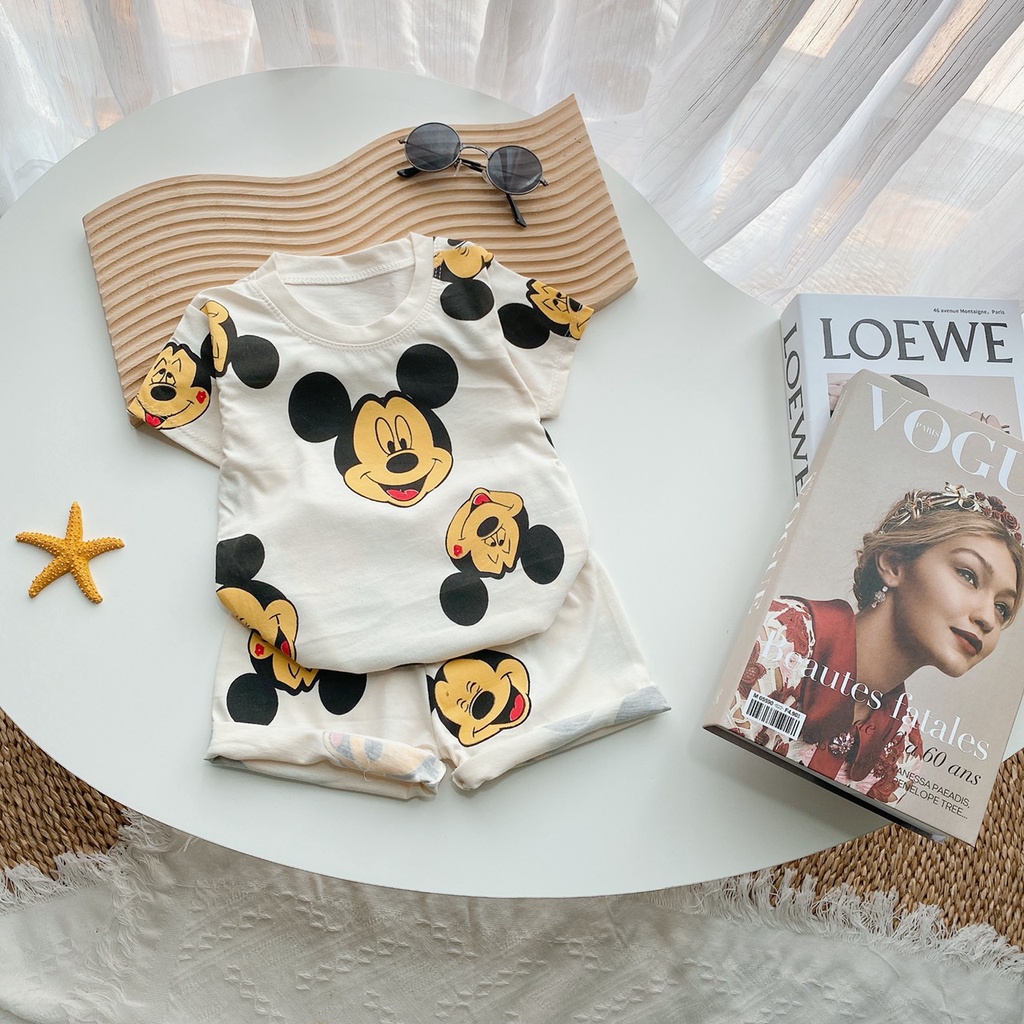 BỘ MICKEY 2 MÀU CHO BÉ TRAU BÉ GÁI 8-18Kg
