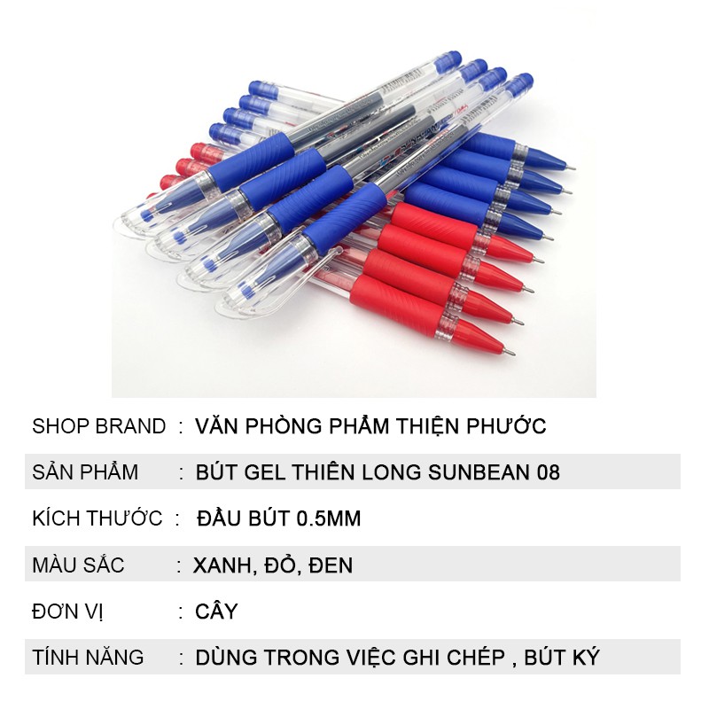 Bút Gel Thiên Long nhiều màu Sunbeam 08  - Bút viết mực gel THIỆN PHƯỚC