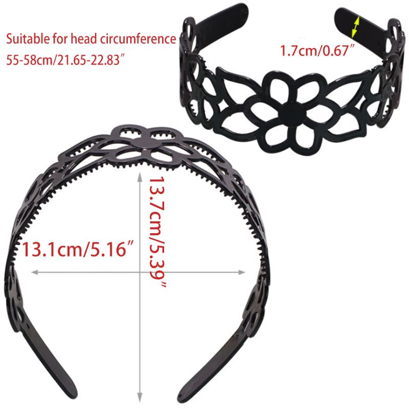 Băng Đô Cài Tóc Bằng Nhựa Màu Đen Thiết Kế Rỗng Chống Trượt Thời Trang Cho Nữ